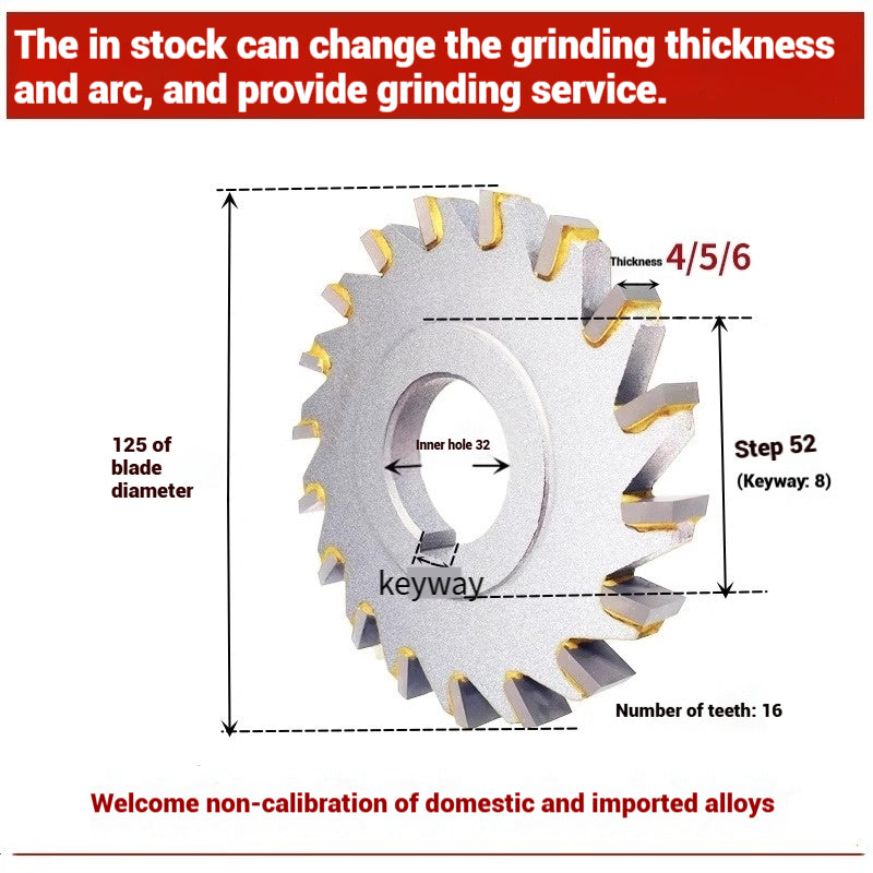 1057-Alloy three-face milling cutter can be customized tungsten steel 63 80 100 125 YW2 steel parts milling slot welding disk cutter Shandong Denso Pricision Tools Co.,Ltd.